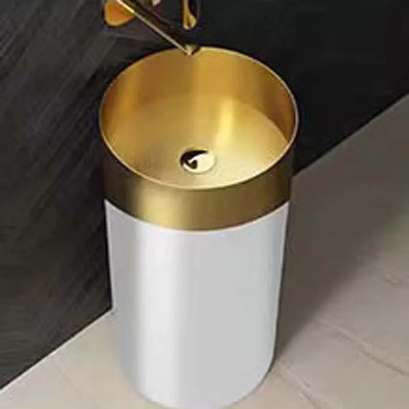 Schnelle Sch WG8815 White Gold Oval Monoblok Çelik Lavabo