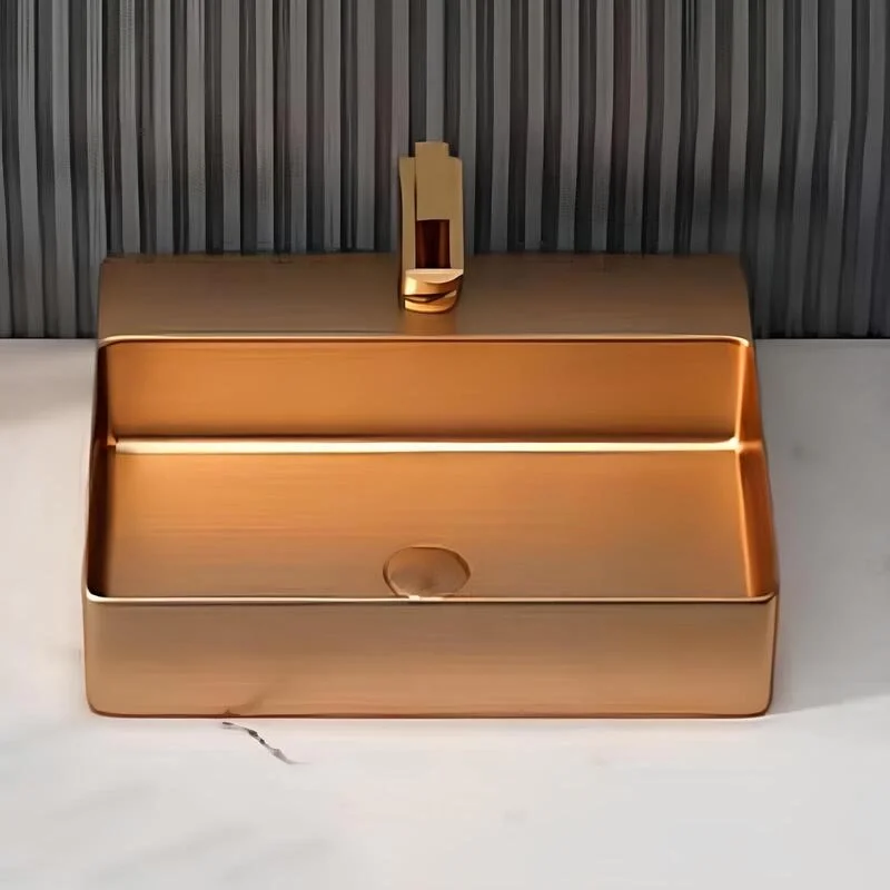 Schnelle Sch RG5505 Rose Gold Tezgah Üstü Dikdörtgen Çelik Lavabo
