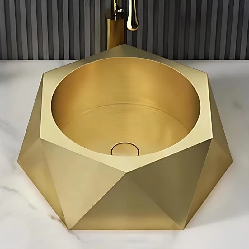 Schnelle Sch G5508 Gold Tezgah Üstü Hegzagon Çelik Lavabo