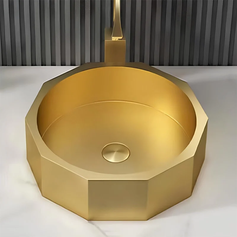 Schnelle Sch G5510 Gold Tezgah Üstü Hegzagon Çelik Lavabo