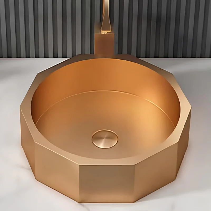 Schnelle Sch RG5510 Rose Gold Tezgah Üstü Hexagon Çelik Lavabo