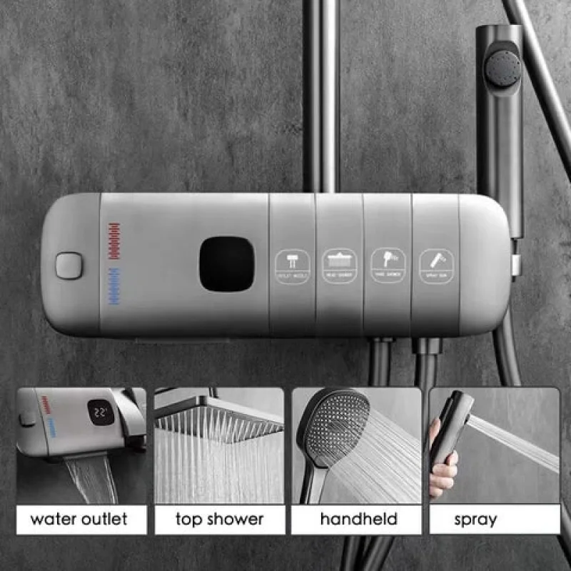 Schnelle Neptün Grey Termostatik Dijital Duş Seti