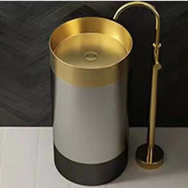Schnelle Sch GSB8824 Gold Black Chrome Monoblok Oval Çelik Lavabo