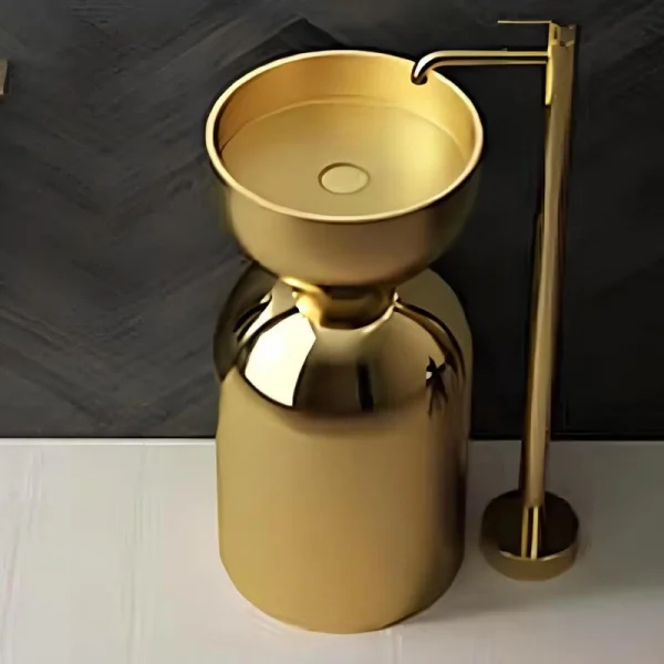 Schnelle Sch G8825 Gold Monoblok Oval Çelik Lavabo