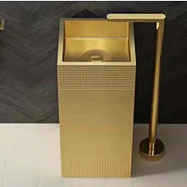Schnelle Sch G8810 Gold Monoblok Kare Çelik Lavabo