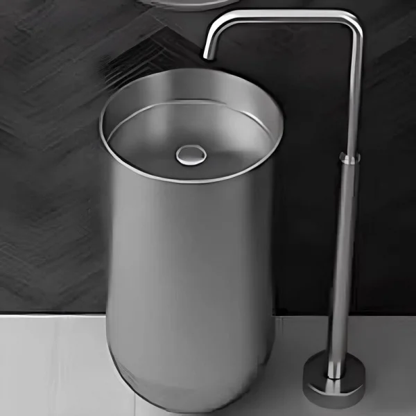 Schnelle Sch BL8813 Grey Monoblok Oval Çelik Lavabo