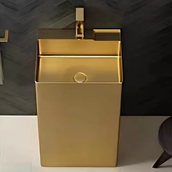Schnelle Sch G8803 Gold Monoblok Dikdörtgen Çelik Lavabo