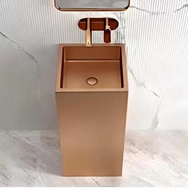 Schnelle Sch RG8804 Rose Gold Monoblok Kare Çelik Lavabo