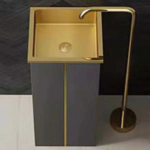 Schnelle Sch GG8806 Black Gold Monoblok Kare Çelik Lavabo