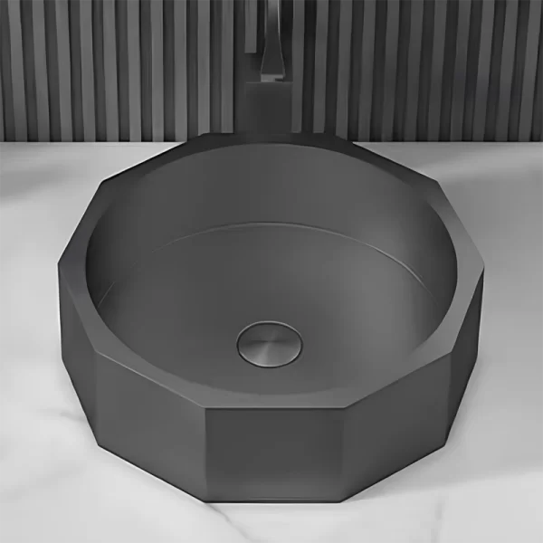 Schnelle Sch BK5510 Black Tezgah Üstü Hegzagon Çelik Lavabo