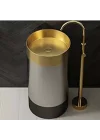 Schnelle Sch GSB8824 Gold Black Chrome Monoblok Oval Çelik Lavabo