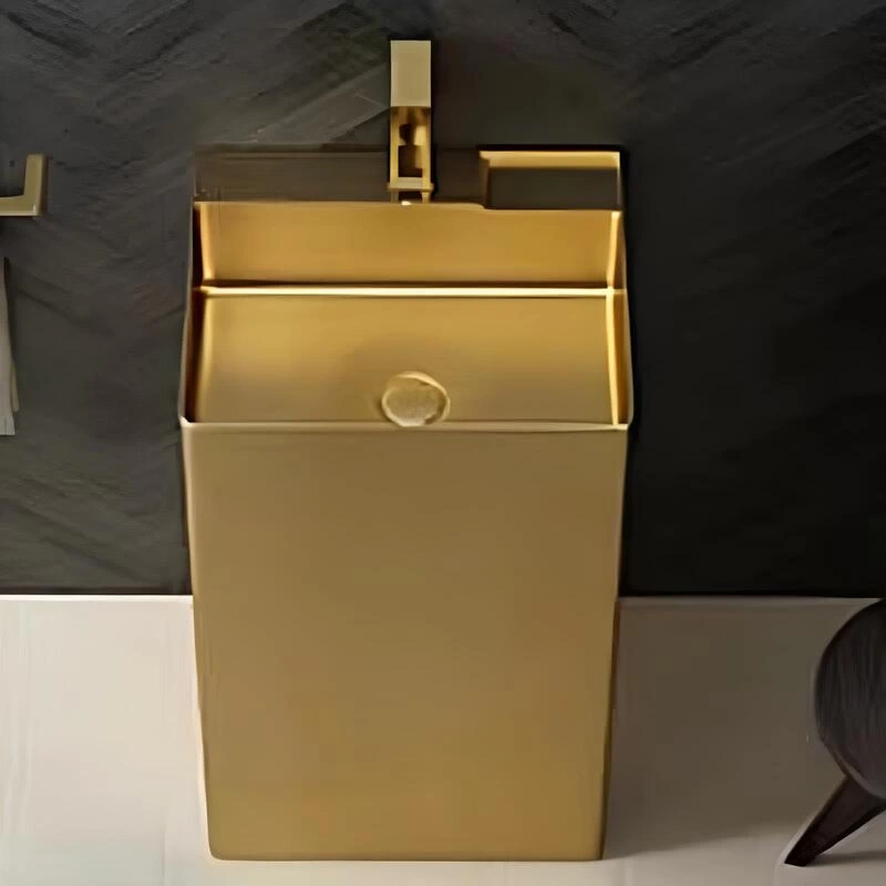 Schnelle Sch G8803 Gold Monoblok Dikdörtgen  Çelik Lavabo