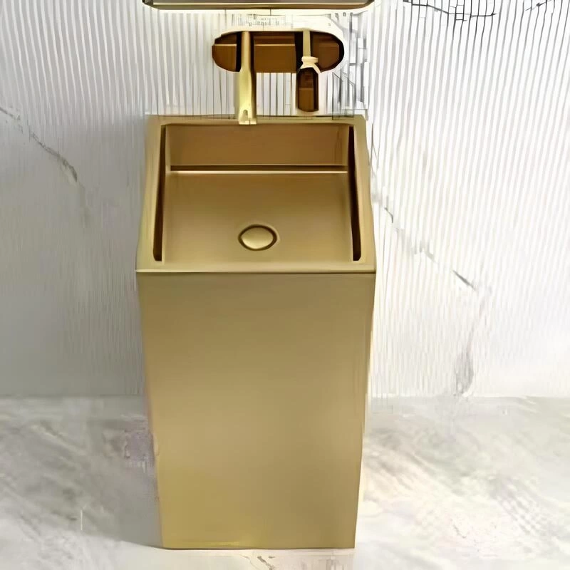 Schnelle Sch G8804 Gold Monoblok Kare  Çelik Lavabo