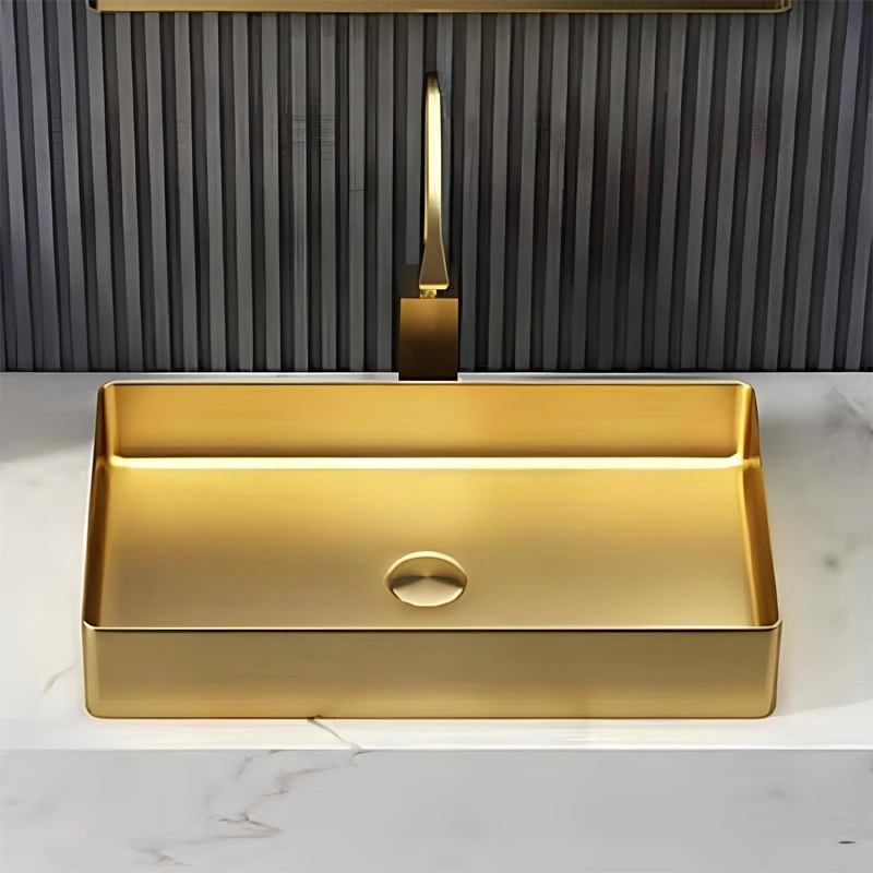 Schnelle Sch G5502 Gold Tezgah Üstü Dikdörtgen Çelik Lavabo