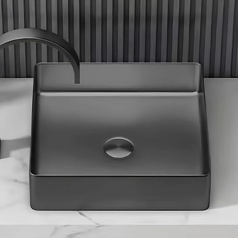 Schnelle Sch BK5503 Black Tezgah Üstü Kare Çelik Lavabo