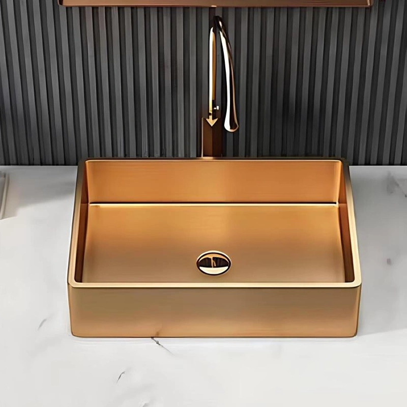 Schnelle Sch RG5514 Rose Gold Tezgah Üstü Dikdörtgen Çelik Lavabo