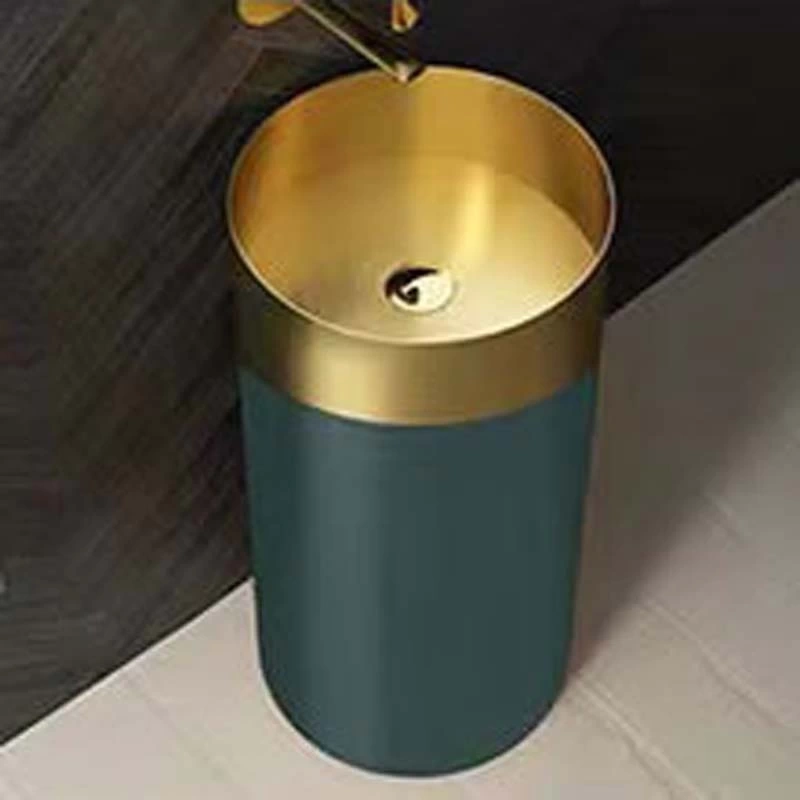 Schnelle Sch GNG8807 Gold Green Oval Monoblok Çelik Lavabo