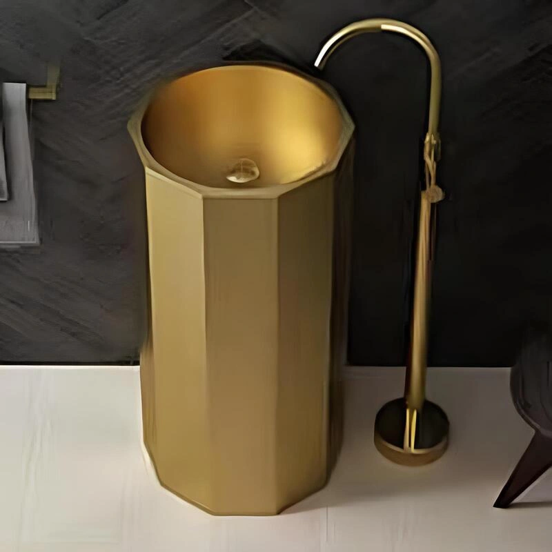 Schnelle Sch G8821 Gold Hegzagon Monoblok Çelik Lavabo