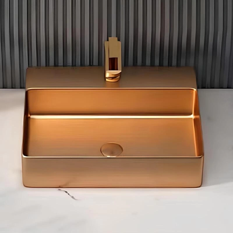 Schnelle Sch RG5505 Rose Gold Tezgah Üstü Dikdörtgen Çelik Lavabo