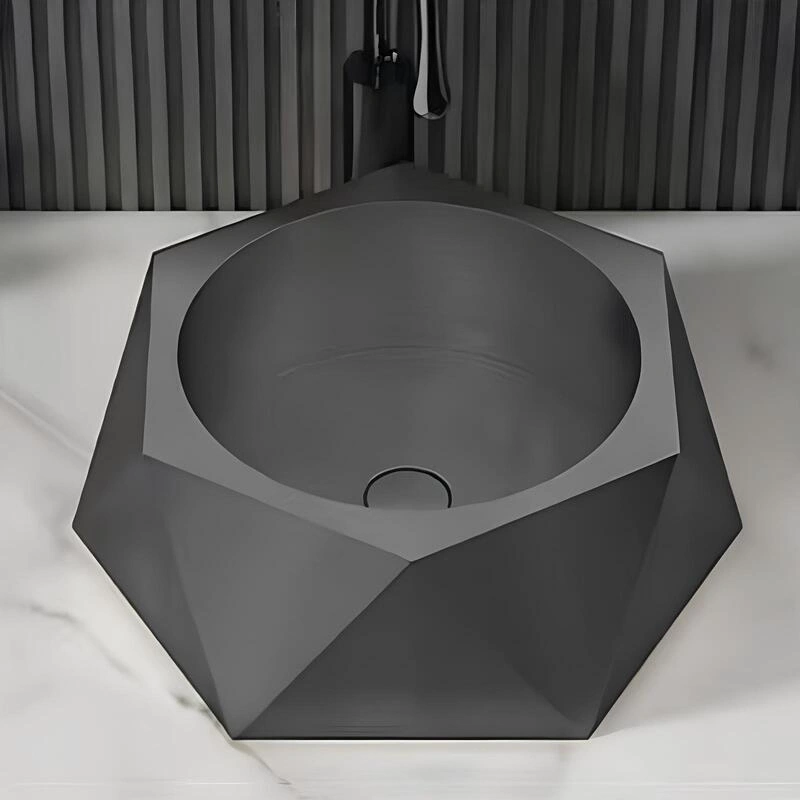 Schnelle Sch BK5508 Siyah Tezgah Üstü Hegzagon Çelik Lavabo