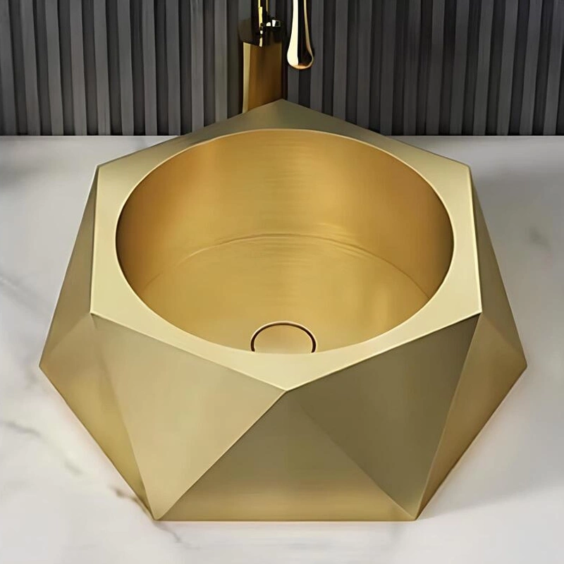 Schnelle Sch G5508 Gold Tezgah Üstü Hegzagon Çelik Lavabo