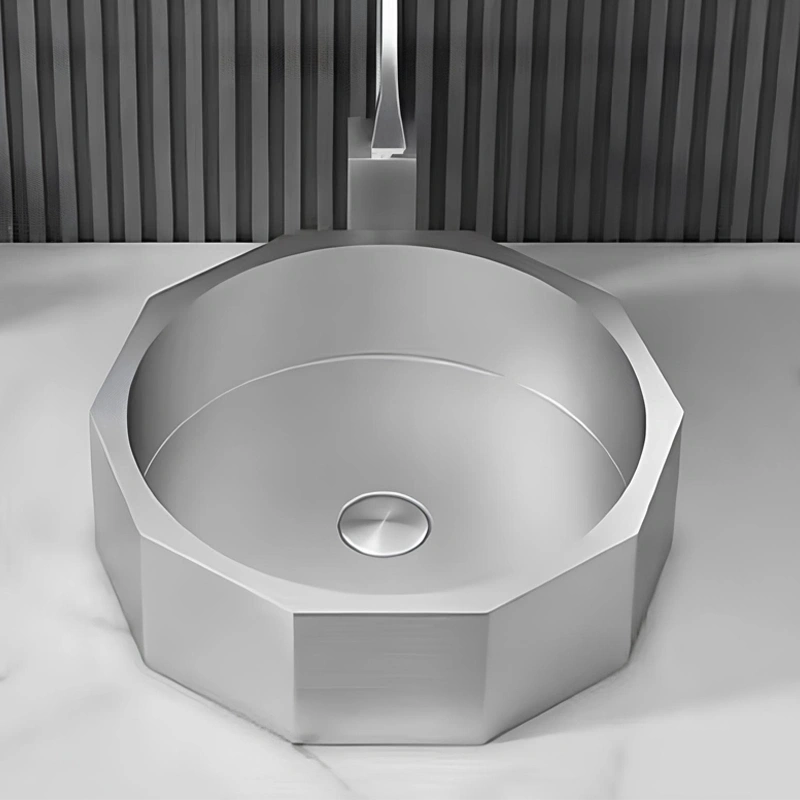 Schnelle Sch S5510 Chrome Tezgah Üstü Hegzagon Çelik Lavabo