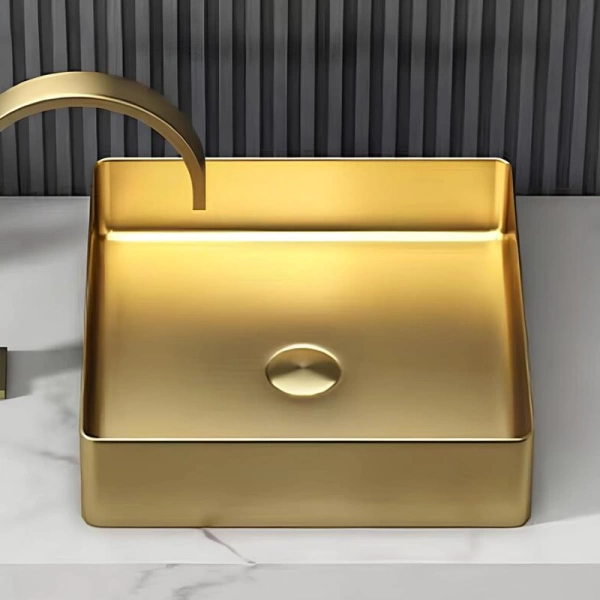 Schnelle Sch G5503 Gold Tezgah Üstü Kare Çelik Lavabo