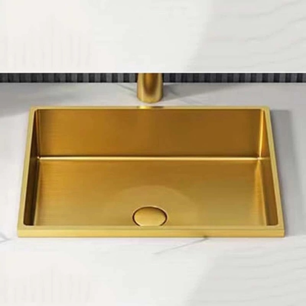 SCHNELLE 46 SCH G210 Gold Tezgah Altı Dikdörtgen Çelik Lavabo