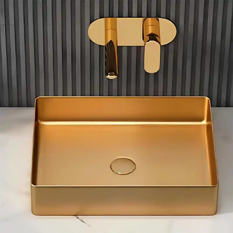 Schnelle Sch RG5504 Rose Gold Tezgah Üstü Dikdörtgen Çelik Lavabo