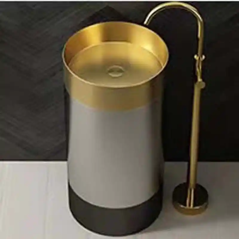 Schnelle Sch GSB8824 Gold Black Chrome Monoblok Oval Çelik Lavabo