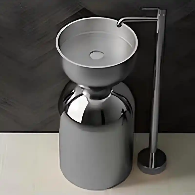 Schnelle Sch BL8825 Grey Monoblok Oval Çelik Lavabo