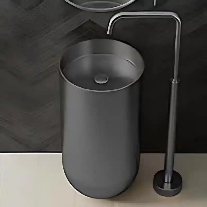 Schnelle Sch BK8813 Black Monoblok Oval Çelik Lavabo