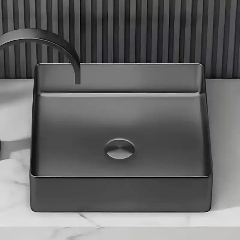 Schnelle Sch BK5503 Black Tezgah Üstü Kare Çelik Lavabo