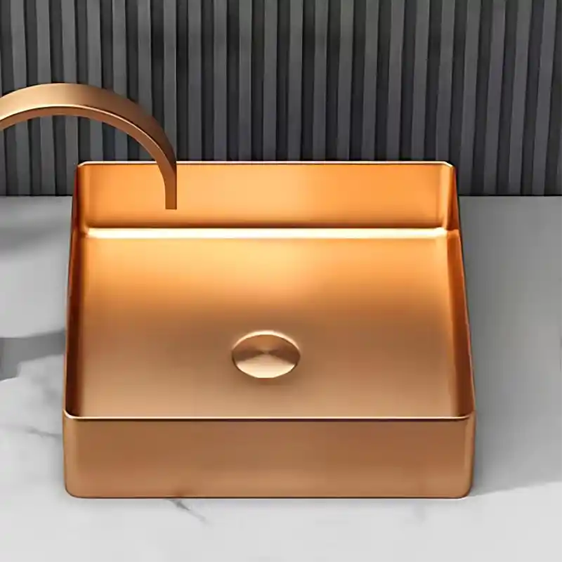 Schnelle Sch RG5503 Rose Gold Tezgah Üstü Kare Çelik Lavabo