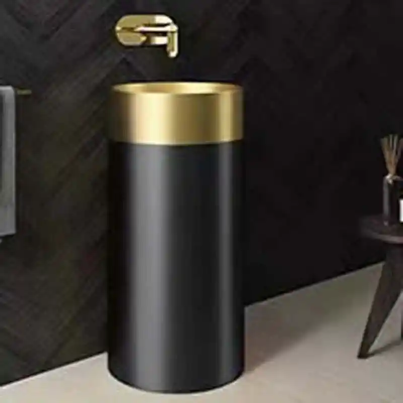 Schnelle Sch B8814 Black Gold Oval Monoblok Çelik Lavabo