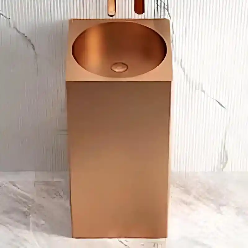 Schnelle Sch RG8816 Rose Gold Kare Monoblok Çelik Lavabo