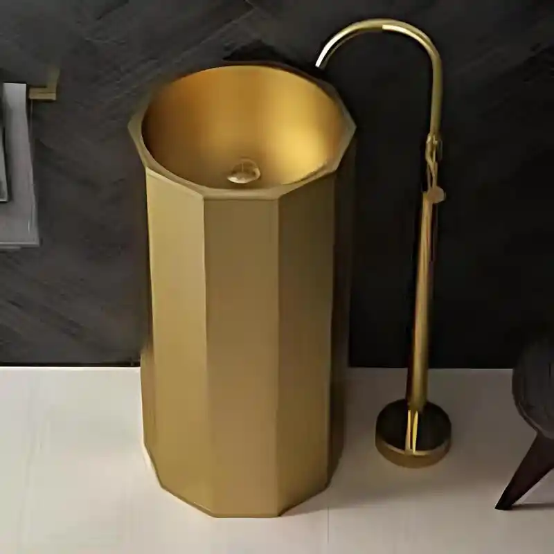Schnelle Sch G8821 Gold Hegzagon Monoblok Çelik Lavabo