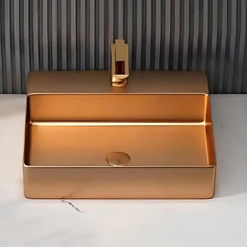 Schnelle Sch RG5505 Rose Gold Tezgah Üstü Dikdörtgen Çelik Lavabo