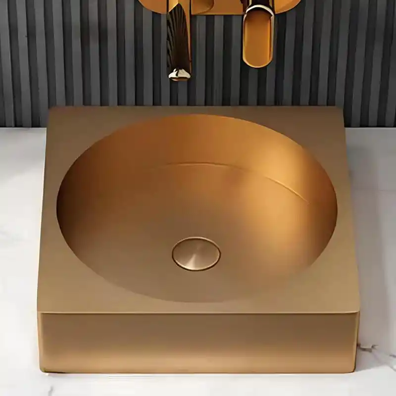 Schnelle Sch RG5507 Rose Gold Tezgah Üstü Kare Çelik Lavabo