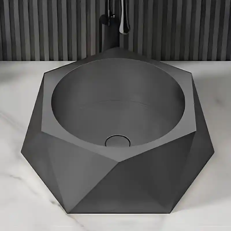 Schnelle Sch BK5508 Siyah Tezgah Üstü Hegzagon Çelik Lavabo