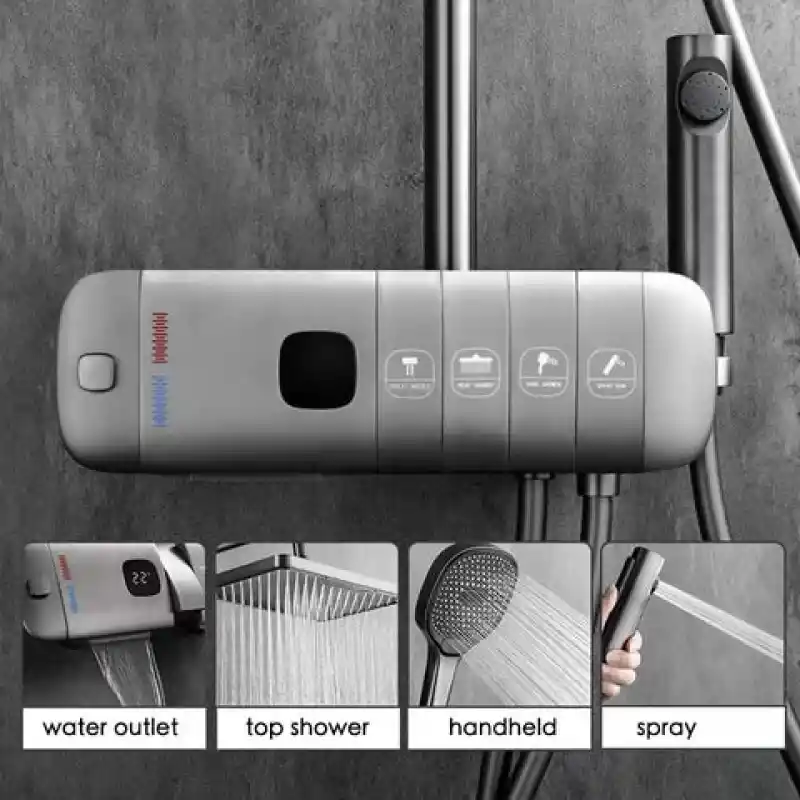 Schnelle Neptün Grey Termostatik Dijital Duş Seti