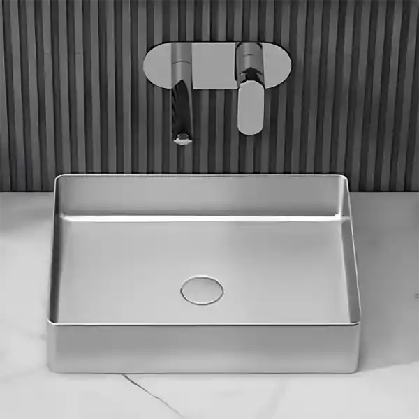 Schnelle Sch S5504 Chrome Tezgah Üstü Dikdörtgen Çelik Lavabo
