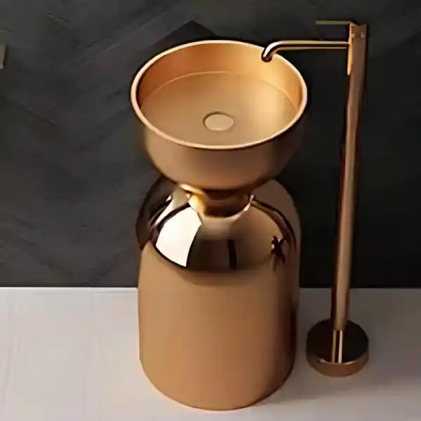 Schnelle Sch RG8825 Rose Gold Monoblok Oval Çelik Lavabo