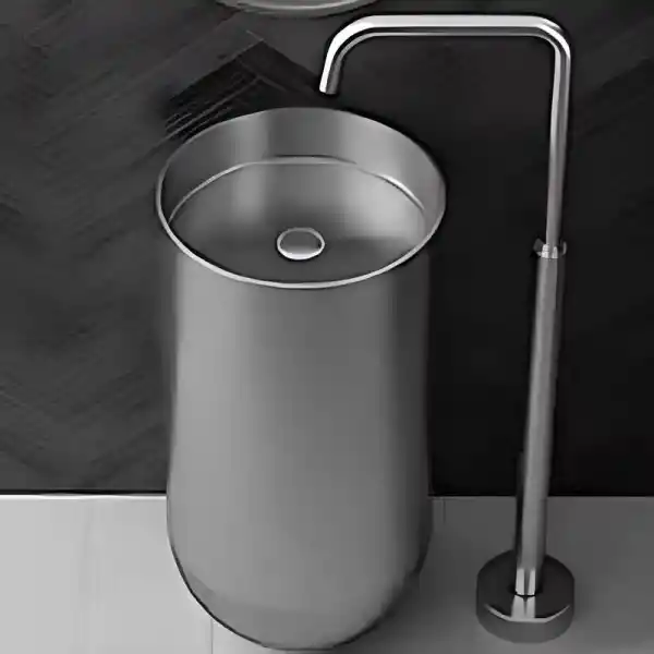 Schnelle Sch BL8813 Grey Monoblok Oval Çelik Lavabo
