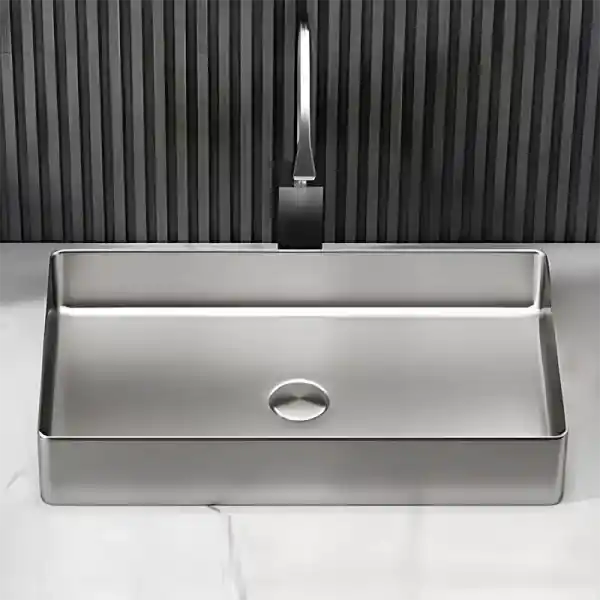 Schnelle Sch S5502 Chrome Tezgah Üstü Dikdörtgen Çelik Lavabo