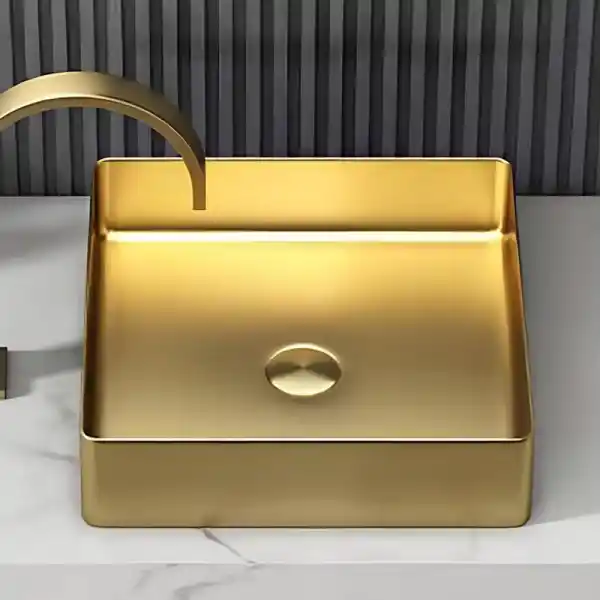 Schnelle Sch G5503 Gold Tezgah Üstü Kare Çelik Lavabo