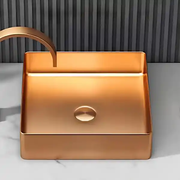 Schnelle Sch RG5503 Rose Gold Tezgah Üstü Kare Çelik Lavabo