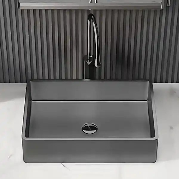 Schnelle Sch BL5514 Grey Tezgah Üstü Dikdörtgen Çelik Lavabo
