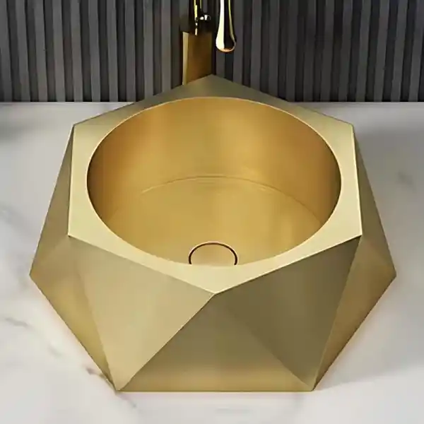 Schnelle Sch G5508 Gold Tezgah Üstü Hegzagon Çelik Lavabo
