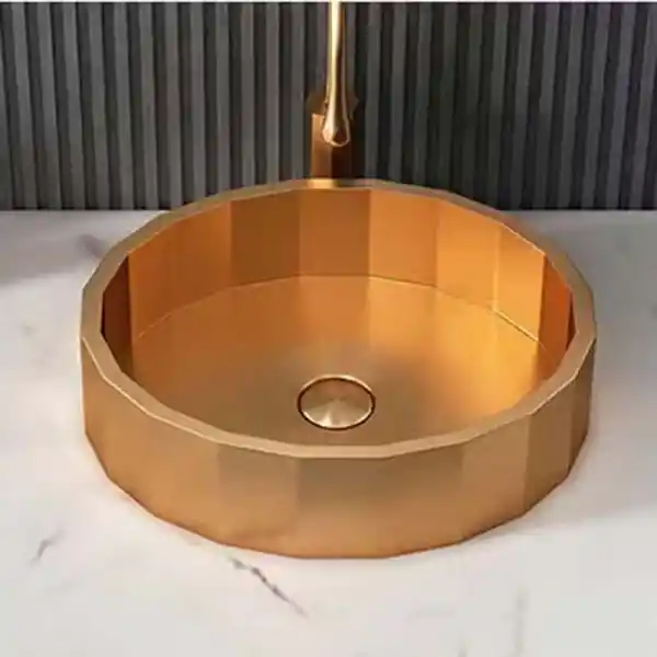 Schnelle Sch RG5509 Rose Gold Tezgah Üstü Hegzagon Çelik Lavabo